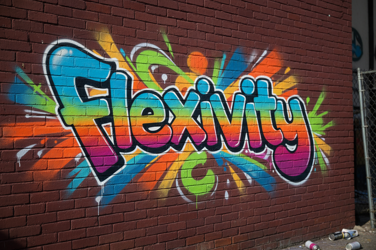 wall should be a brick wall and flexivity should be written in a way that it looks attractive to customers 